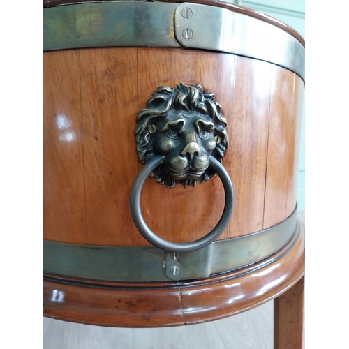 749 - Good quality mahogany brass bound wine cooler with brass handles raised on square legs in the Georgi... 