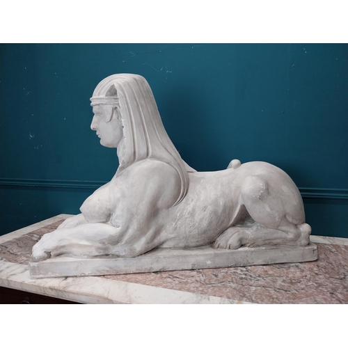 1160 - Early 20th C. Grand Tour plaster model of Sphinx. {73 cm H x 106 cm W x 37 cm D}.