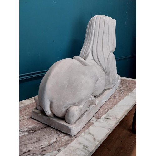 1160 - Early 20th C. Grand Tour plaster model of Sphinx. {73 cm H x 106 cm W x 37 cm D}.