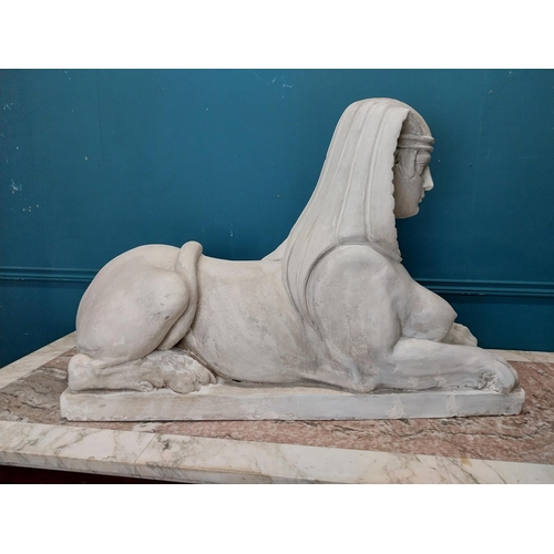 1160 - Early 20th C. Grand Tour plaster model of Sphinx. {73 cm H x 106 cm W x 37 cm D}.