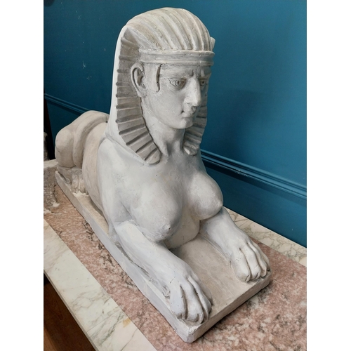 1160 - Early 20th C. Grand Tour plaster model of Sphinx. {73 cm H x 106 cm W x 37 cm D}.