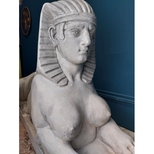 1160 - Early 20th C. Grand Tour plaster model of Sphinx. {73 cm H x 106 cm W x 37 cm D}.