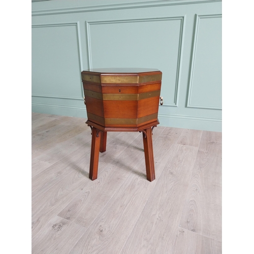 1229 - Good quality brass bound mahogany cellarette raised on square legs in the Georgian style {67 cm H x ... 