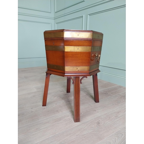 1229 - Good quality brass bound mahogany cellarette raised on square legs in the Georgian style {67 cm H x ... 