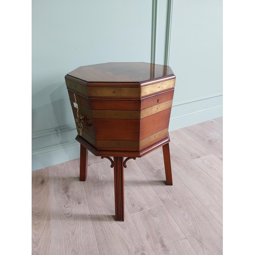 1229 - Good quality brass bound mahogany cellarette raised on square legs in the Georgian style {67 cm H x ... 