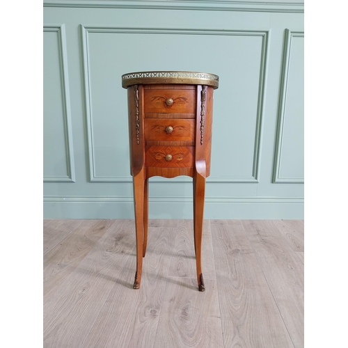 1310 - Good quality French kingwood locker with three drawers and ormolu mounted raised on cabriole legs in... 