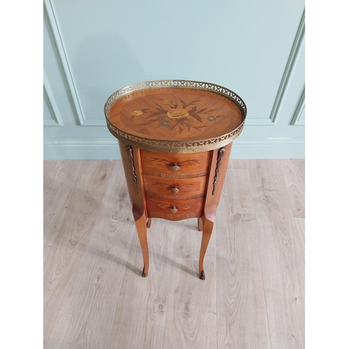 1310 - Good quality French kingwood locker with three drawers and ormolu mounted raised on cabriole legs in... 