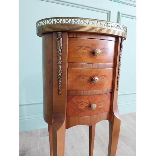 1310 - Good quality French kingwood locker with three drawers and ormolu mounted raised on cabriole legs in... 