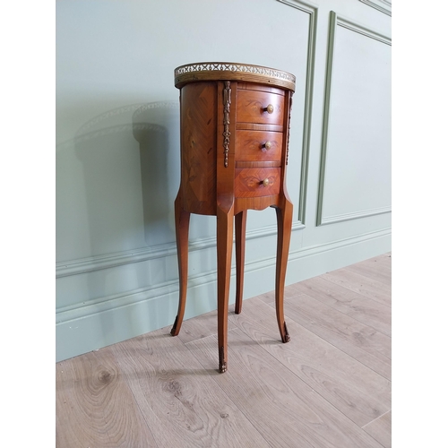 1310 - Good quality French kingwood locker with three drawers and ormolu mounted raised on cabriole legs in... 