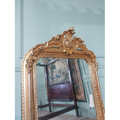 2090 - Decorative French gilt wall mirror in the Victorian style {158 cm H x 85 cm W}.