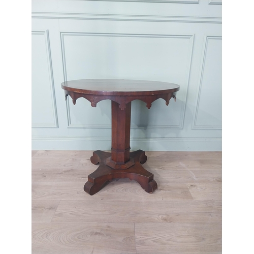 2092 - Willian IV Gothic revival mahogany centre table raised on platform base {71 cm H x 77 cm Dia.}.