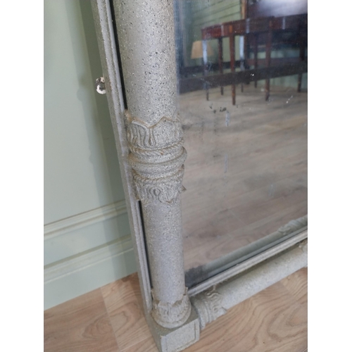 2097 - William IV stone effect painted overmantle mirror {96 cm H 145 cm W}.