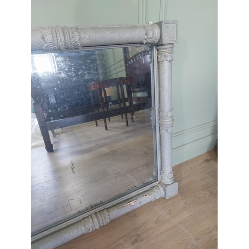 2097 - William IV stone effect painted overmantle mirror {96 cm H 145 cm W}.