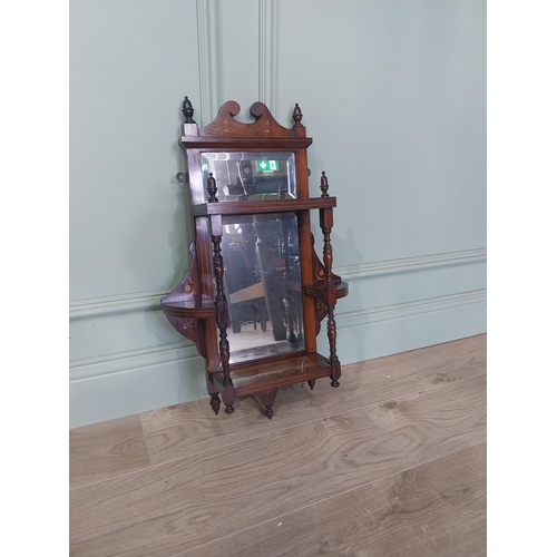 2104 - Edwardian rosewood and mirrored back wall shelving {66 cm H x 39 cm W x 13 cm D}.