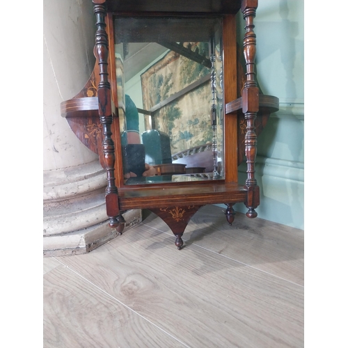 2104 - Edwardian rosewood and mirrored back wall shelving {66 cm H x 39 cm W x 13 cm D}.