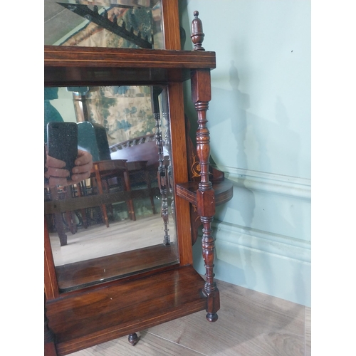 2104 - Edwardian rosewood and mirrored back wall shelving {66 cm H x 39 cm W x 13 cm D}.