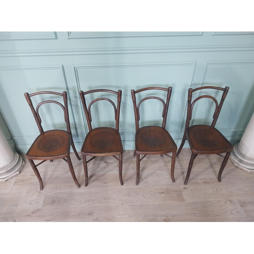 2106 - Set of four Edwardian bentwood chairs {90 cm H x 38 cm W x 38 cm D}.