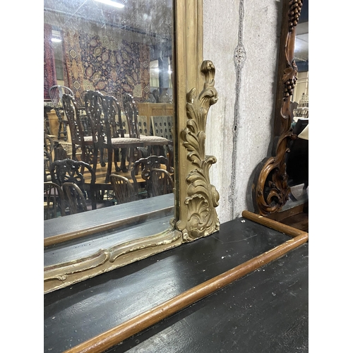 140 - William IV gilt overmantle mirror of large proportions {230 cm H x 185 cm W}.