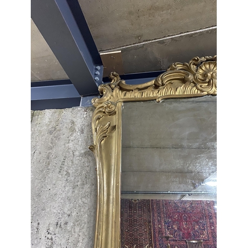 140 - William IV gilt overmantle mirror of large proportions {230 cm H x 185 cm W}.