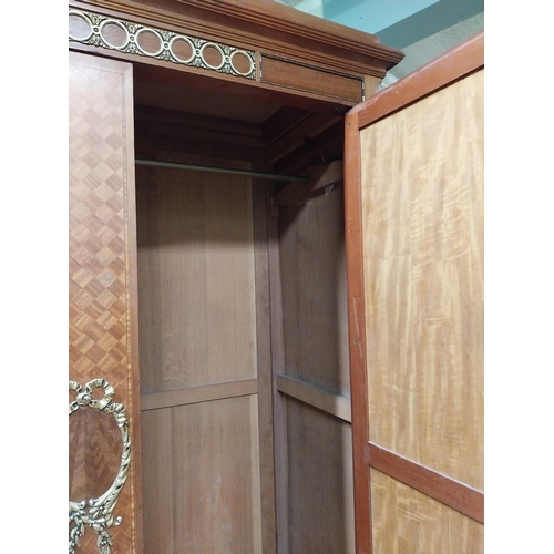 370 - Good quality Edwardian Kingwood wardrobe with two mirrored doors over two drawers and ormolu mounted... 