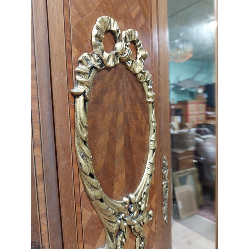 370 - Good quality Edwardian Kingwood wardrobe with two mirrored doors over two drawers and ormolu mounted... 