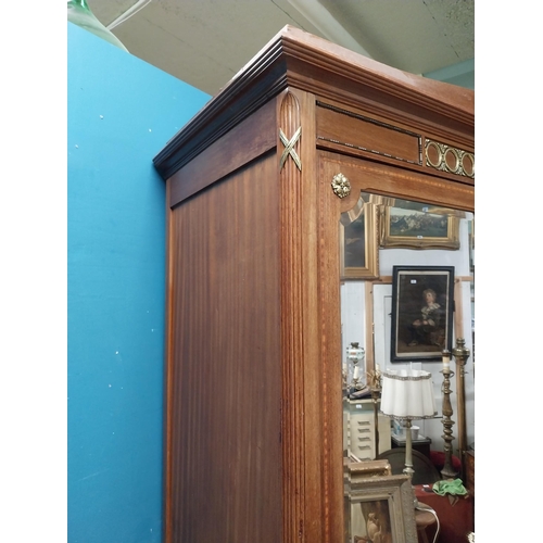 370 - Good quality Edwardian Kingwood wardrobe with two mirrored doors over two drawers and ormolu mounted... 