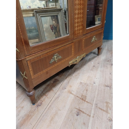 370 - Good quality Edwardian Kingwood wardrobe with two mirrored doors over two drawers and ormolu mounted... 