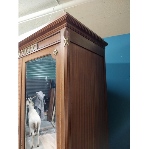 370 - Good quality Edwardian Kingwood wardrobe with two mirrored doors over two drawers and ormolu mounted... 