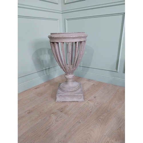 66 - Edwardian painted pine jardiniere raised on platform base {84 cm H x 47 cm Dia.}.