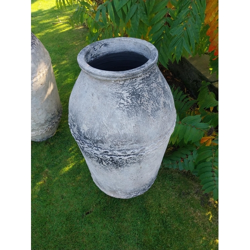 41 - Pair of glazed terracotta Atlantis urns. {100 cm H x 48 cm Dia.}.