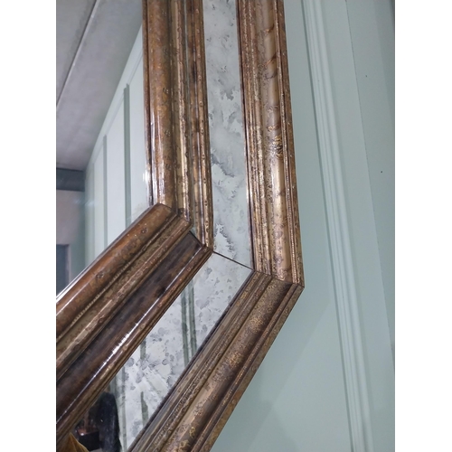 2 - Good quality Italian brass cushion wall mirror {102 cm H x 80 cm W x 8 cm D}.