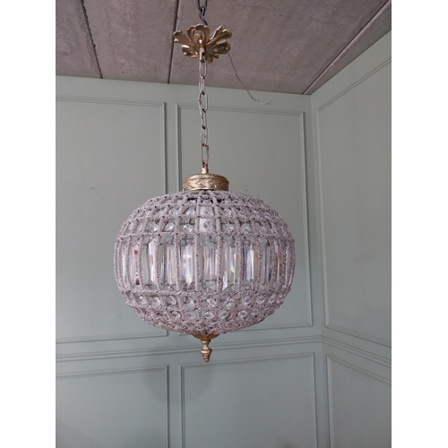 639 - Decorative French brass and glass globe chandelier. {60 cm H x 32 cm Dia.}