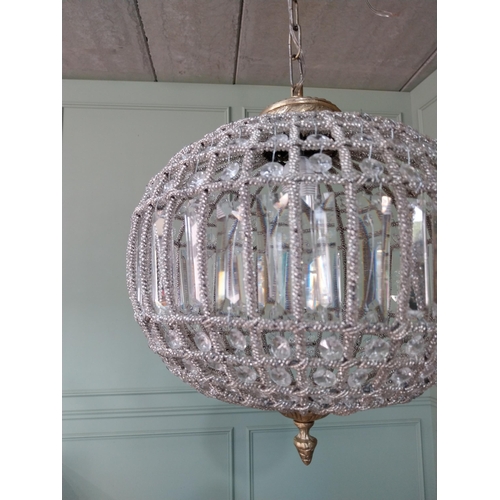 639 - Decorative French brass and glass globe chandelier. {60 cm H x 32 cm Dia.}