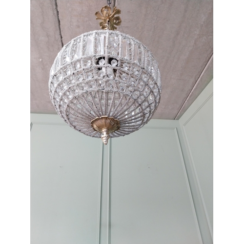 639 - Decorative French brass and glass globe chandelier. {60 cm H x 32 cm Dia.}