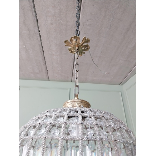 639 - Decorative French brass and glass globe chandelier. {60 cm H x 32 cm Dia.}