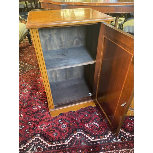 108 - Pair of good quality satinwood and rosewood & walnut inlaid bedside lockers with single door raised ... 