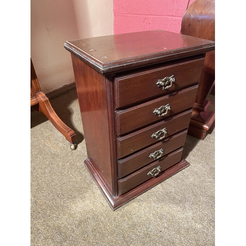 115 - 19th C. mahogany bank of five drawers {51cm  H  x 37cm W x 25cm D}.