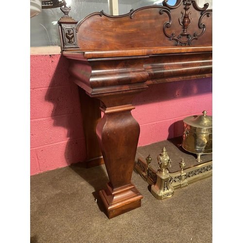 118 - 19th C. mahogany server with gallery back raised on shaped legs {140cm  H  x 212cm W x 68cm D}.