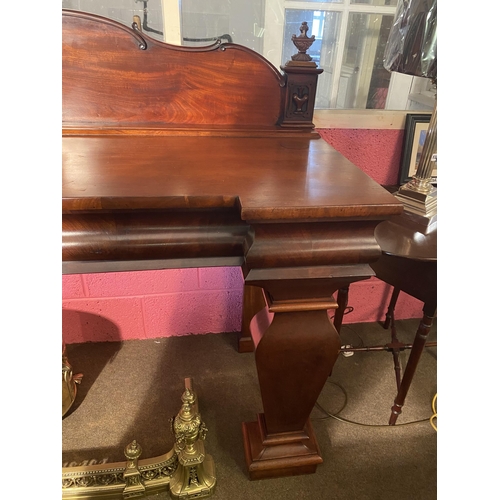 118 - 19th C. mahogany server with gallery back raised on shaped legs {140cm  H  x 212cm W x 68cm D}.