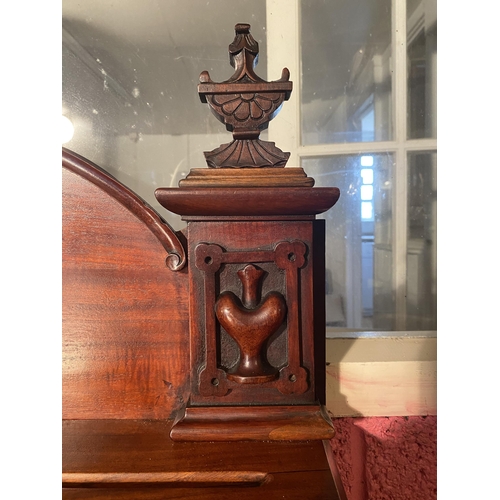 118 - 19th C. mahogany server with gallery back raised on shaped legs {140cm  H  x 212cm W x 68cm D}.