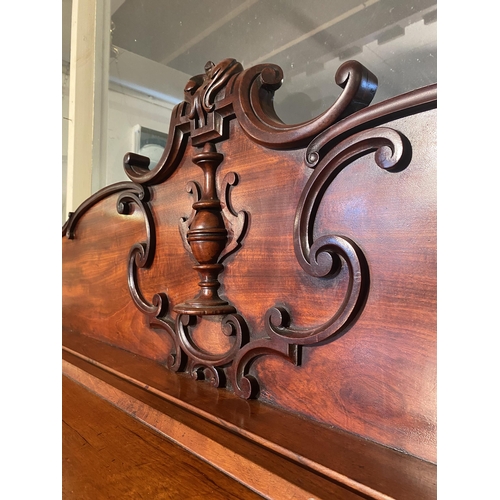 118 - 19th C. mahogany server with gallery back raised on shaped legs {140cm  H  x 212cm W x 68cm D}.