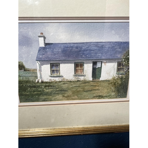 12 - McKibbin Cottage scene watercolour mounted in gilt frame {37cm  H  x 45cm W}.