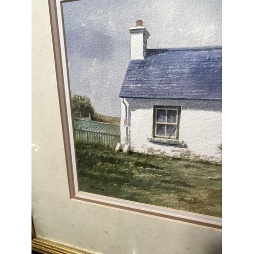 12 - McKibbin Cottage scene watercolour mounted in gilt frame {37cm  H  x 45cm W}.