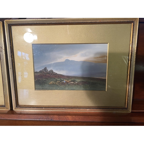 120 - Pair of early 20th C. James Coad Mountain scene watercolours mounted in gilt frames {30cm  H  x 40cm... 