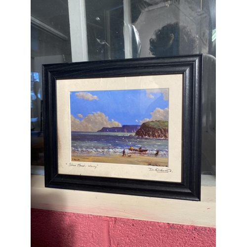 126 - Slea Head Kerry coloured print mounted in ebonised frame {25cm  H  x 30cm W}.