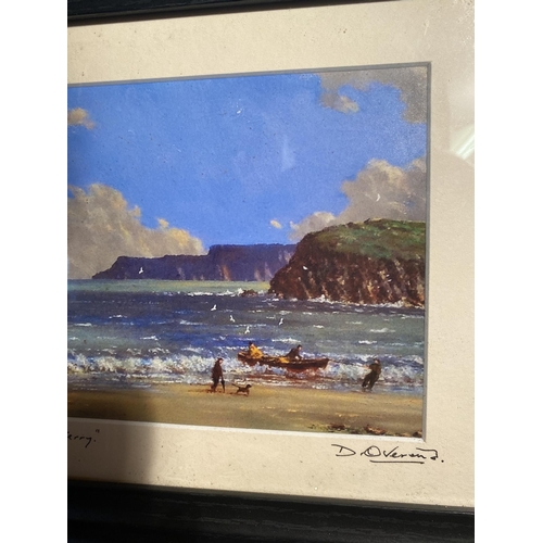 126 - Slea Head Kerry coloured print mounted in ebonised frame {25cm  H  x 30cm W}.