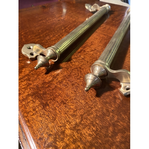 137 - Pair of Edwardian brass door handles {42cm  H  x 9cm W x 5cm D}.