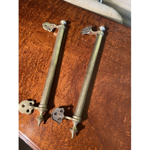 137 - Pair of Edwardian brass door handles {42cm  H  x 9cm W x 5cm D}.