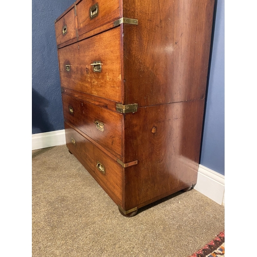 14 - 19th C. mahogany brass bound campaign chest stamped Ross & Co Camp Furniture Manufacturers 8. 9. 10 ... 