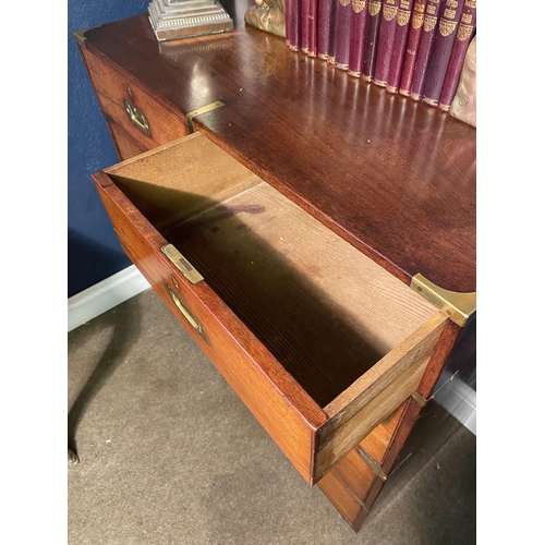 14 - 19th C. mahogany brass bound campaign chest stamped Ross & Co Camp Furniture Manufacturers 8. 9. 10 ... 